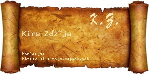Kirs Zója névjegykártya